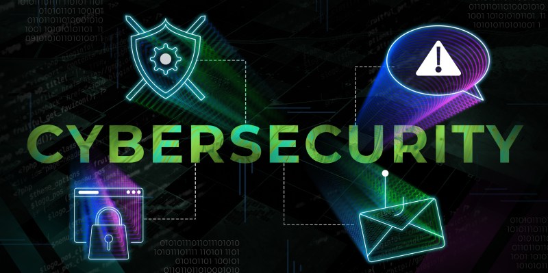 Illustration with the word "CYBERSECURITY" spelled out